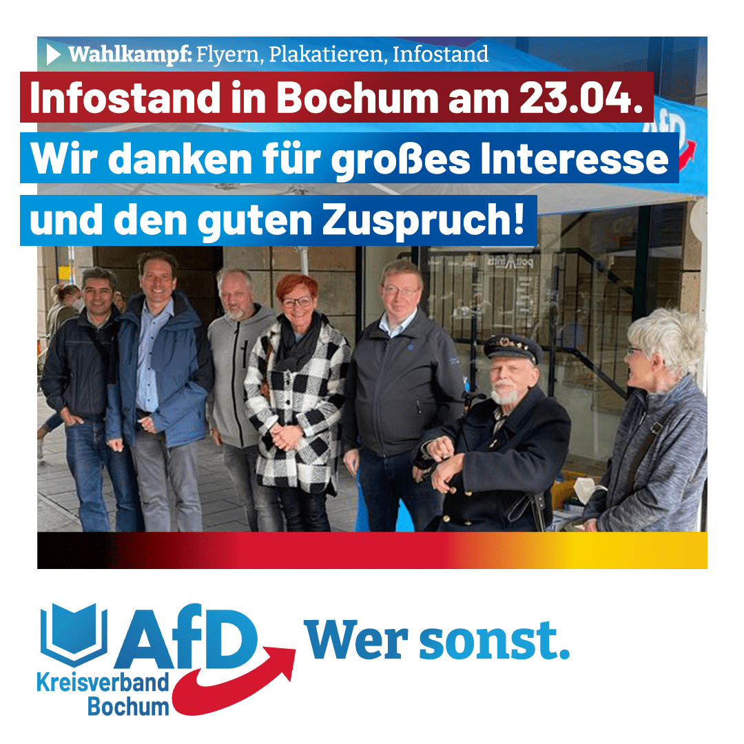 Read more about the article AfD-Infostand in Bochum am 23.04.2022