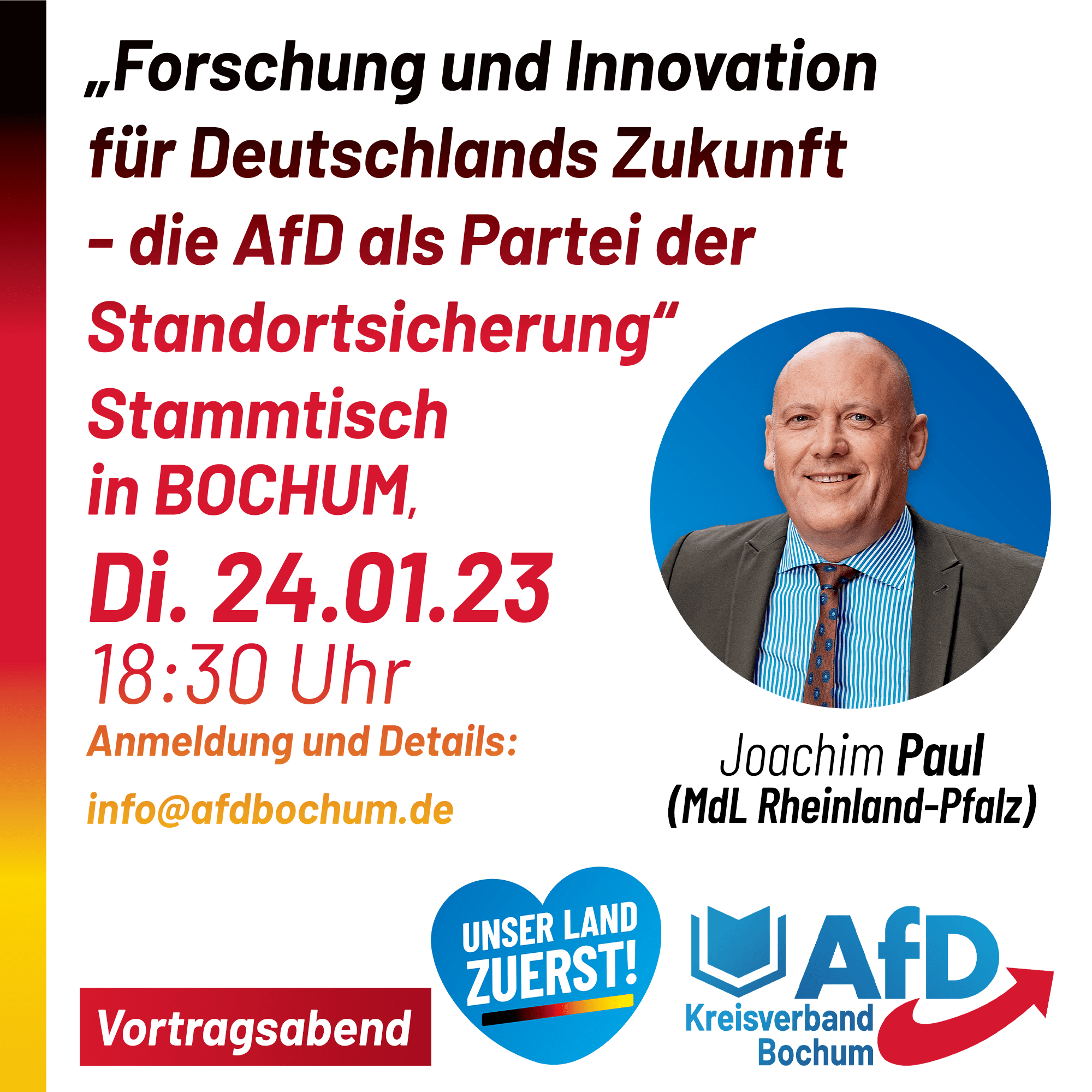 Read more about the article Stammtisch 24.01 mit Joachim Paul MdL