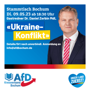 Read more about the article Stammtisch Di. 09. Mai „Ukraine-Konflikt“ Dr. Daniel Zerbin MdL