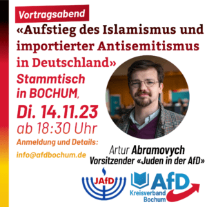Read more about the article AfD-Stammtisch 14.11 mit Artur Abramovych, Juden in der AfD
