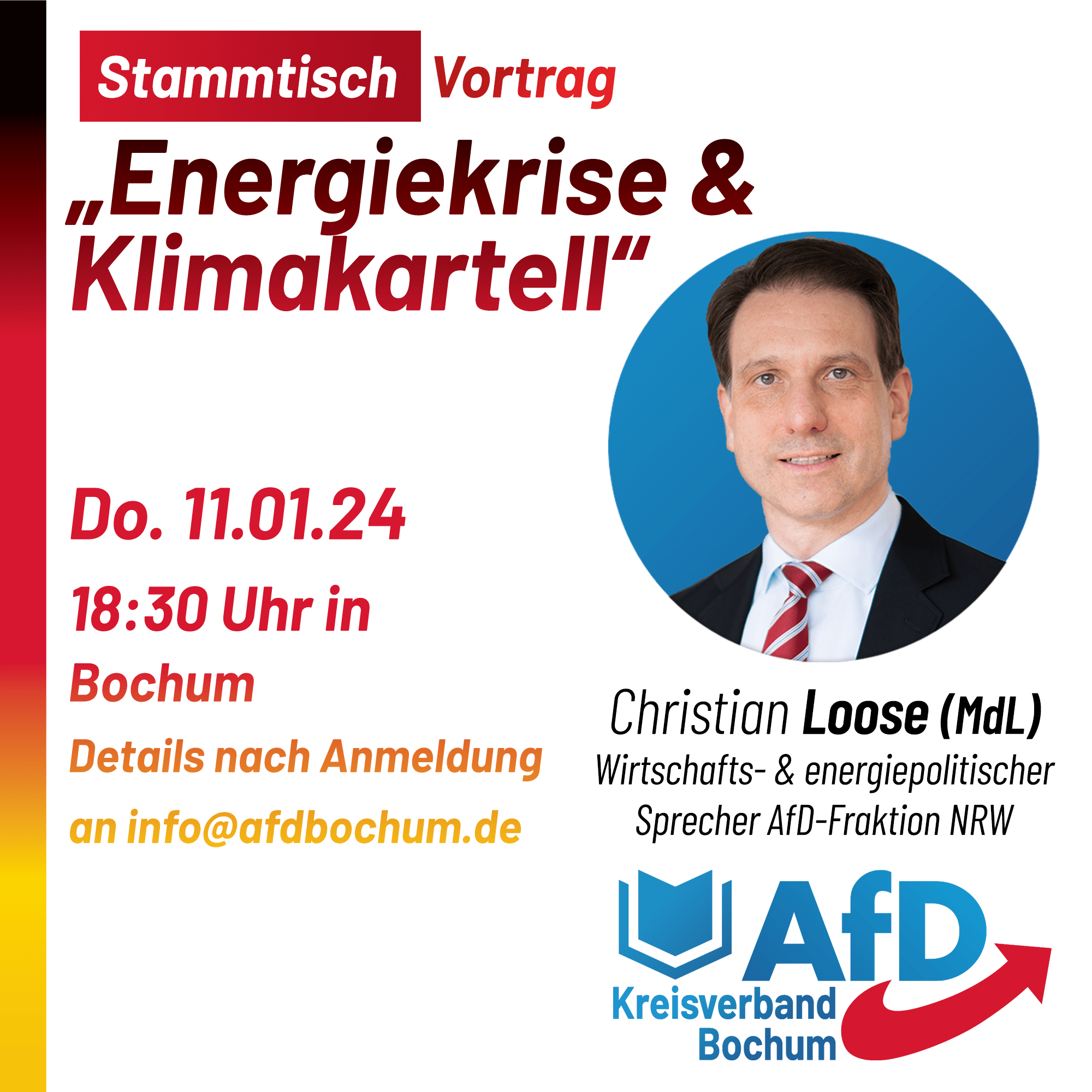 Read more about the article Stammtisch-Vortrag Bochum m. Christian Loose MdL