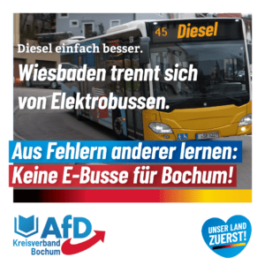 Mehr über den Artikel erfahren Keine E-Busse für Bochum! Aus Wiesbadens Fehlern lernen.