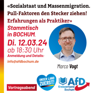 Read more about the article AfD Stammtisch Di. 12.03.24 mit Marco Vogt