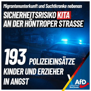 Mehr über den Artikel erfahren 193 Polizeieinsätze an der Kita Höntroper Straße