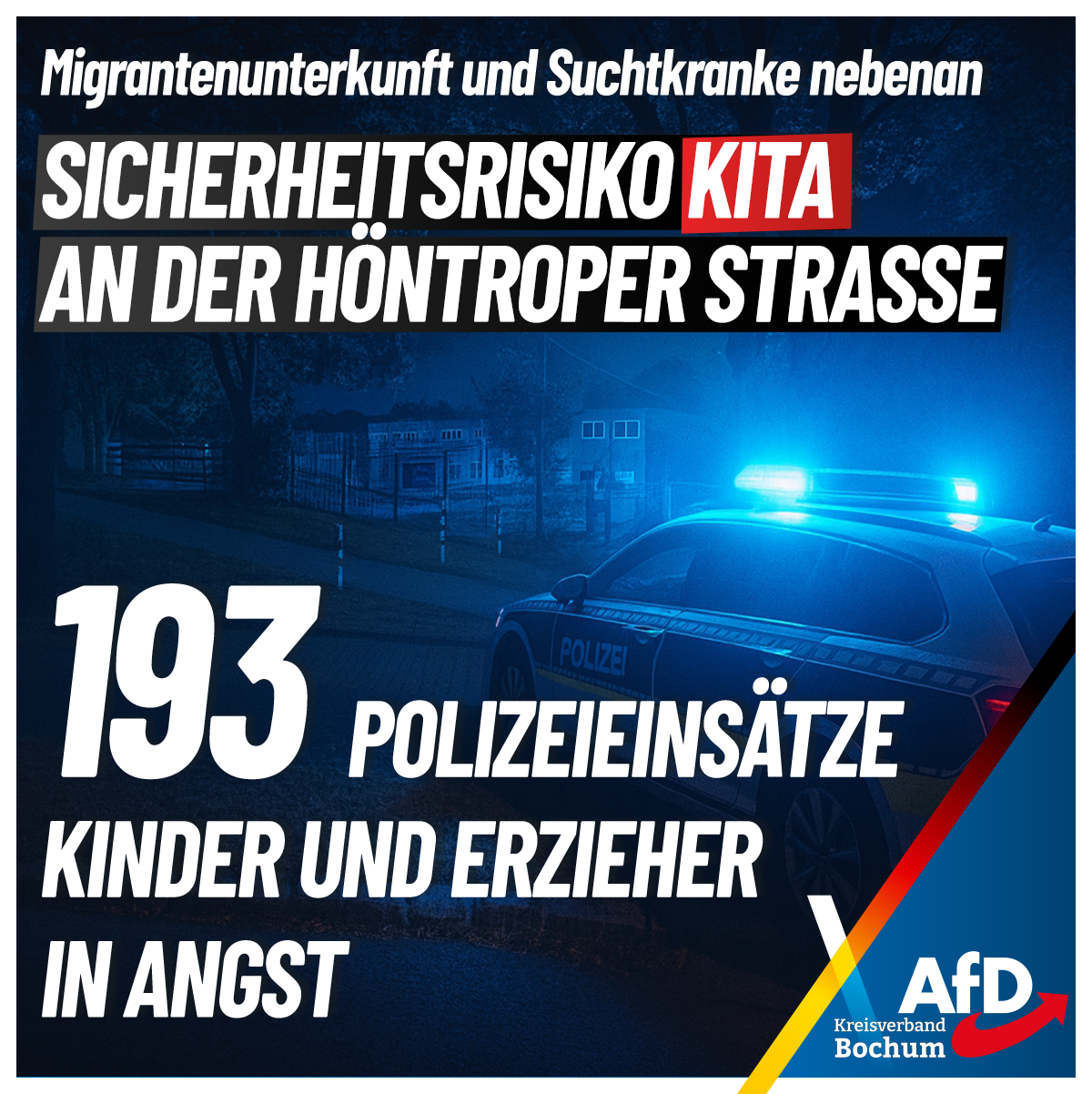 Mehr über den Artikel erfahren 193 Polizeieinsätze an der Kita Höntroper Straße