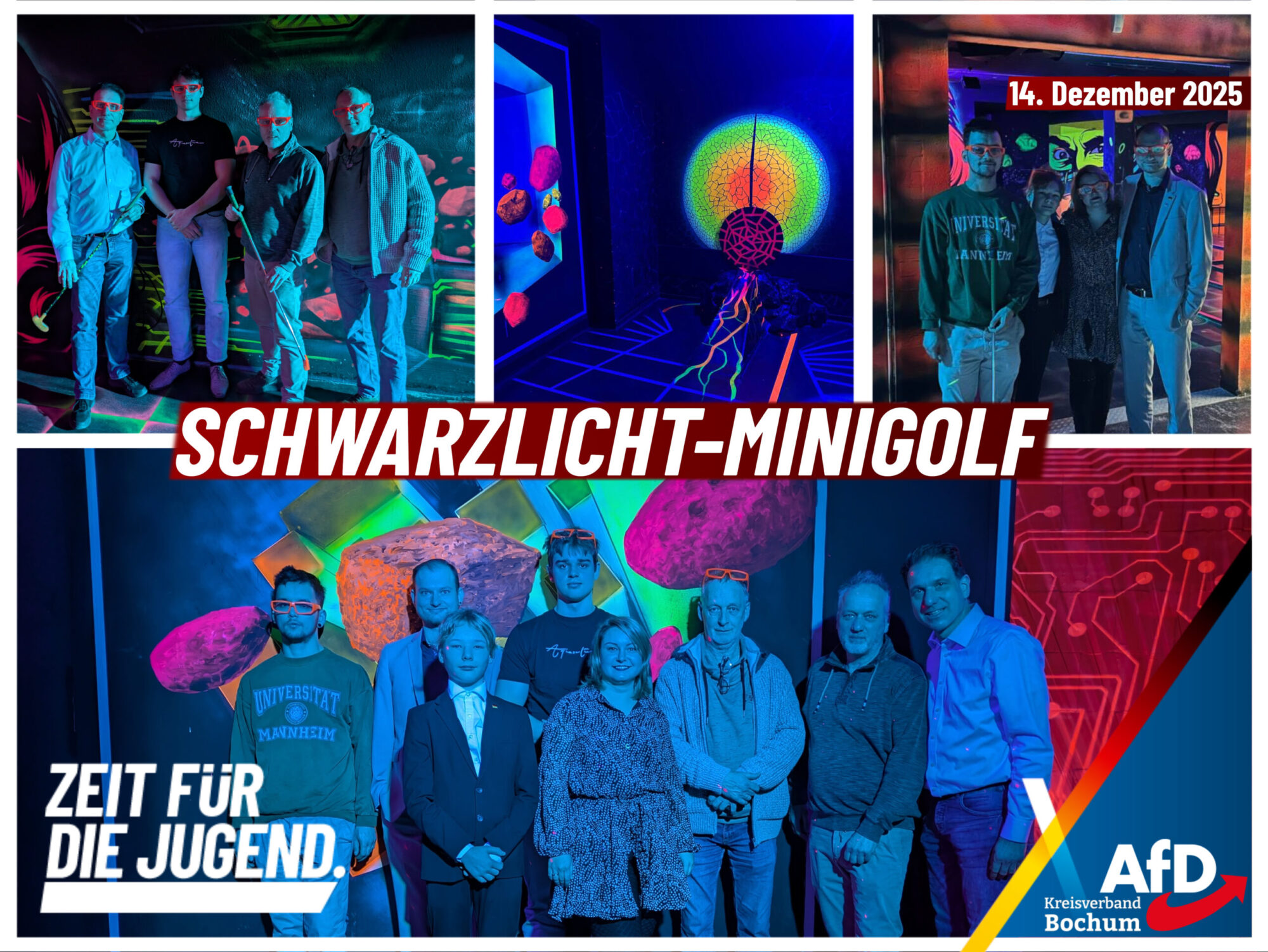 Mehr über den Artikel erfahren Schwarzlicht-Minigolf mit der AfD-Jugend Bochum